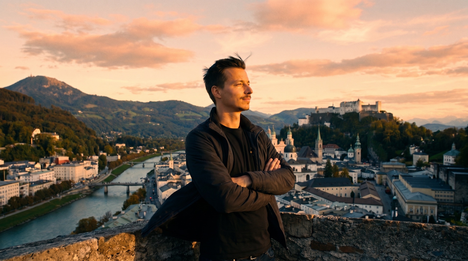 Christian auf der Festung Hohensalzburg über der Altstadt