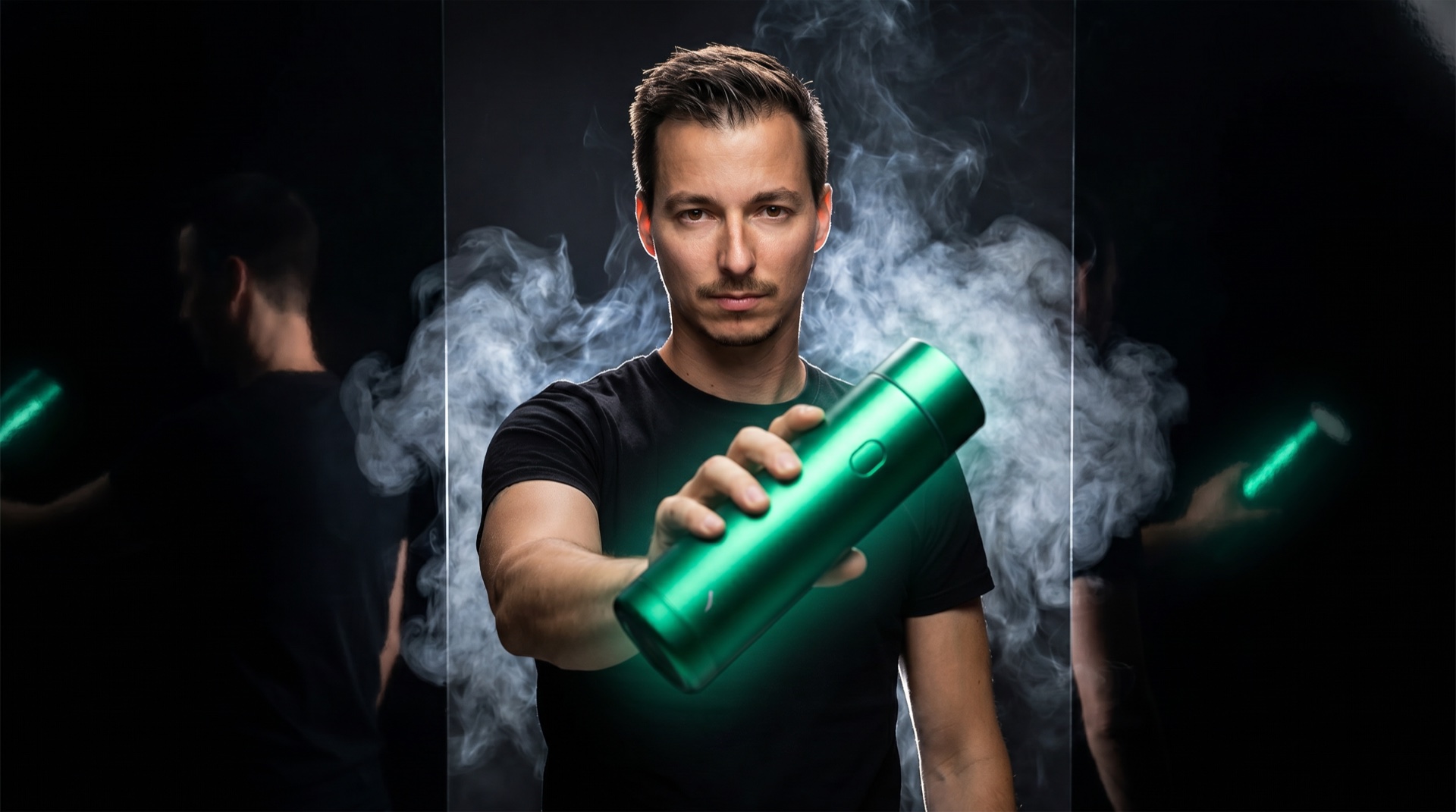 Produktfoto: Christian präsentiert ein Produkt cinematisch