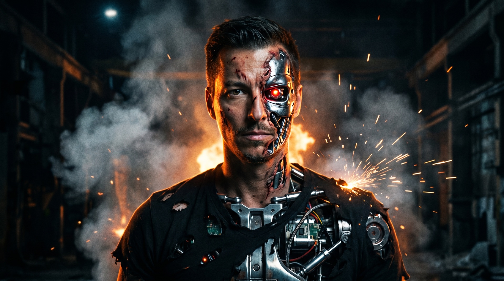 Christian als Cyborg-Terminator